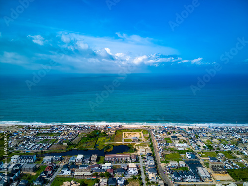 An aerial image of the Atlantic ocean from the lekki shoreline, Lagos