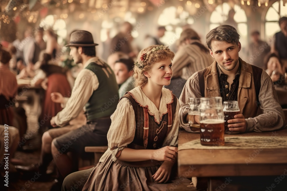 Oktoberfest Global Gathering: Party, Beer, and Good Vibes with Visitors from Around the World, Generative AI