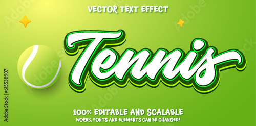 Tennis editable text effect in modern trend style