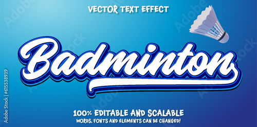 badminton editable text effect premium vector