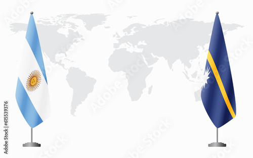 Argentina and Nauru flags for official meeting