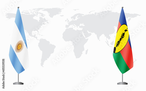 Argentina and New Caledonia flags for official meeting
