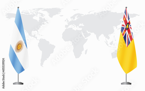 Argentina and Niue flags for official meeting