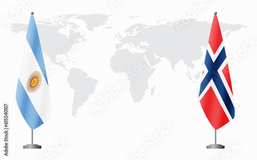 Argentina and Norway flags for official meeting