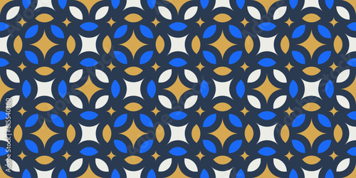 Abstract geometric seamless pattern, vector elegant color rhythmic repeating texture with colored blast and star glare ornament