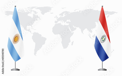 Argentina and Paraguay flags for official meeting