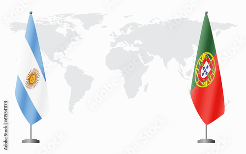 Argentina and Portugal flags for official meeting