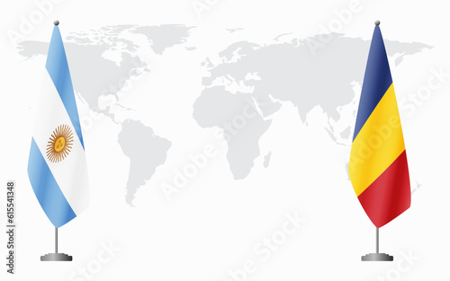 Argentina and Romania flags for official meeting