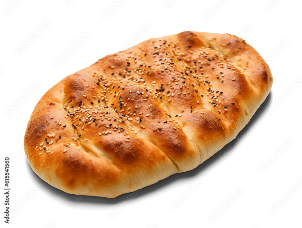 Homemade Ramadan pita isolated on transparent or white background, png