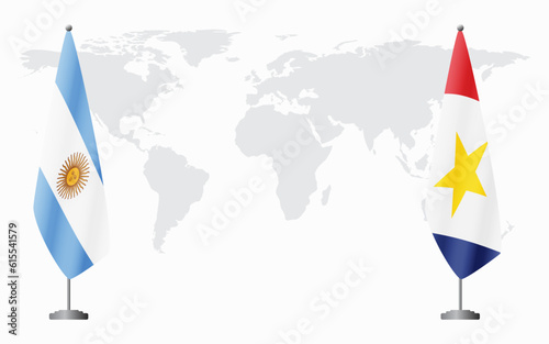 Argentina and Saba flags for official meeting
