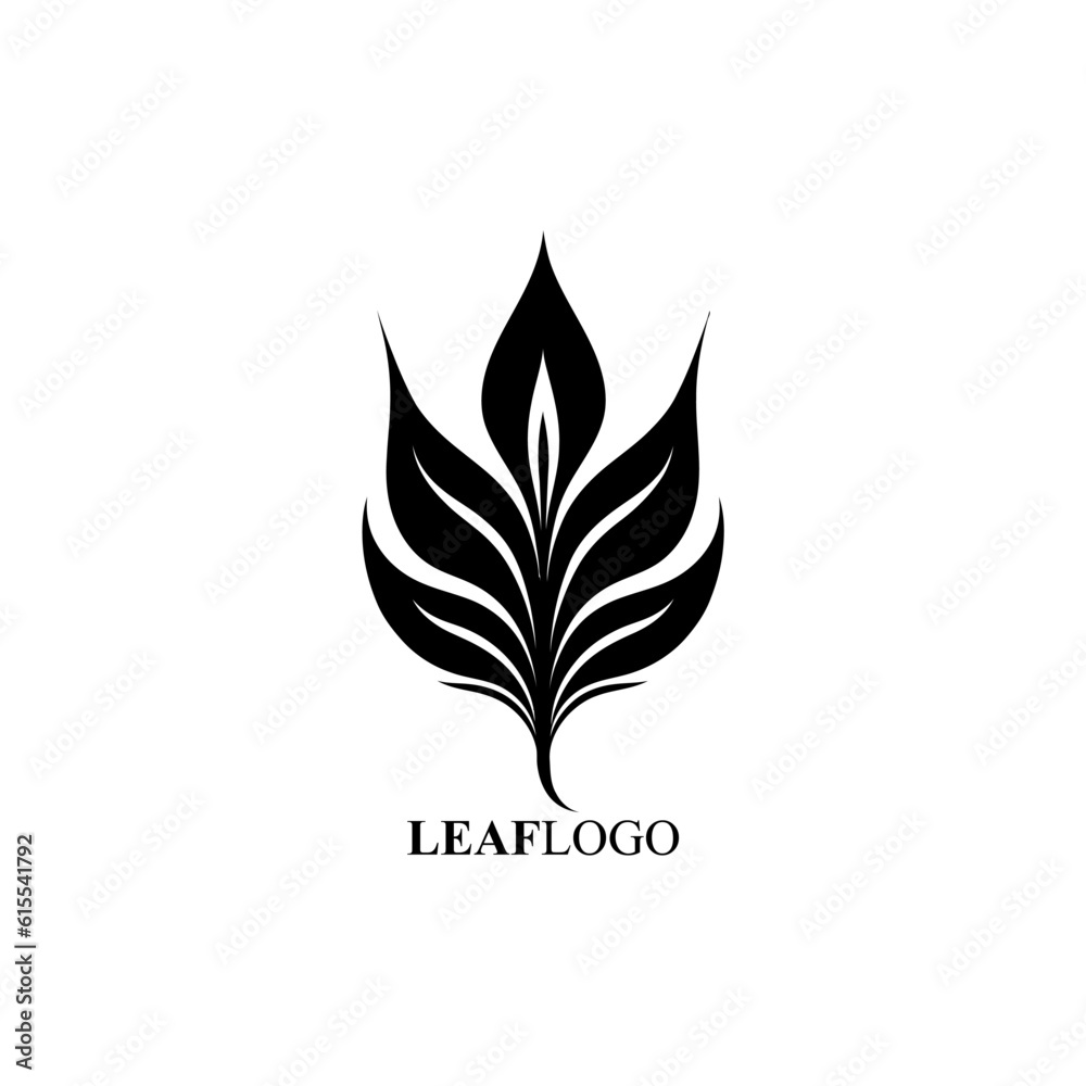 Vector Line art logo of a leaf Vector Line art logo of a leaf