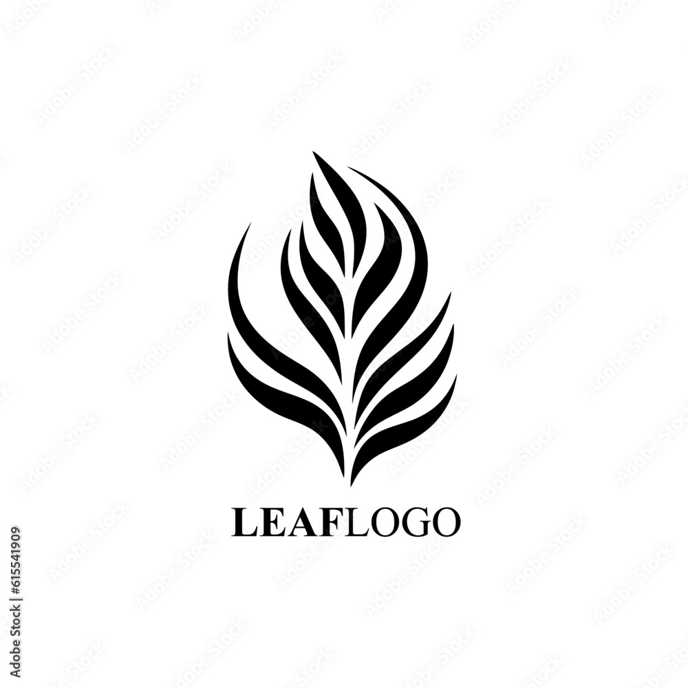 Vector Line art logo of a leaf