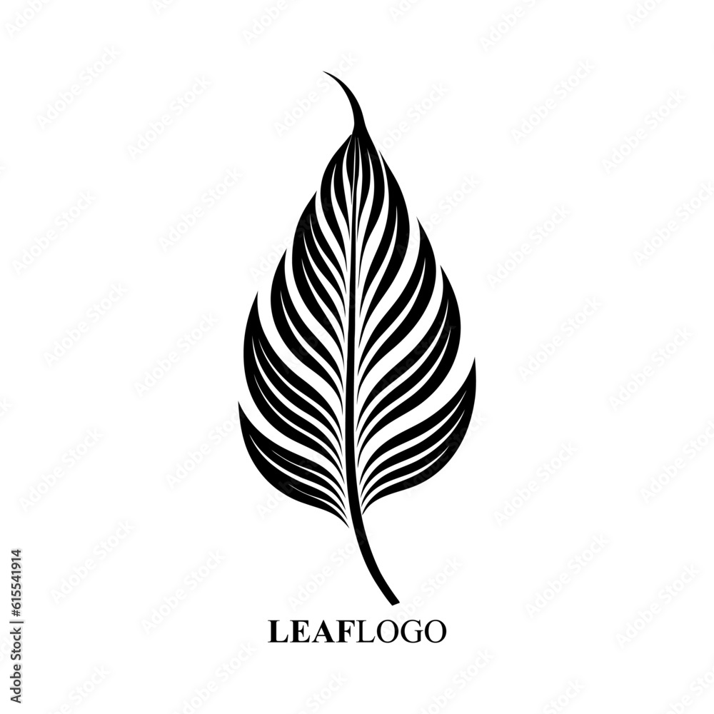 Vector Line art logo of a leaf