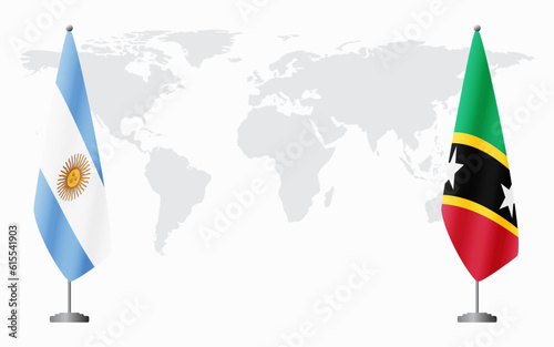 Argentina and Saint Kitts and Nevis flags for official meeti