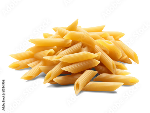 Penne rigate pasta isolated on transparent or white background, png