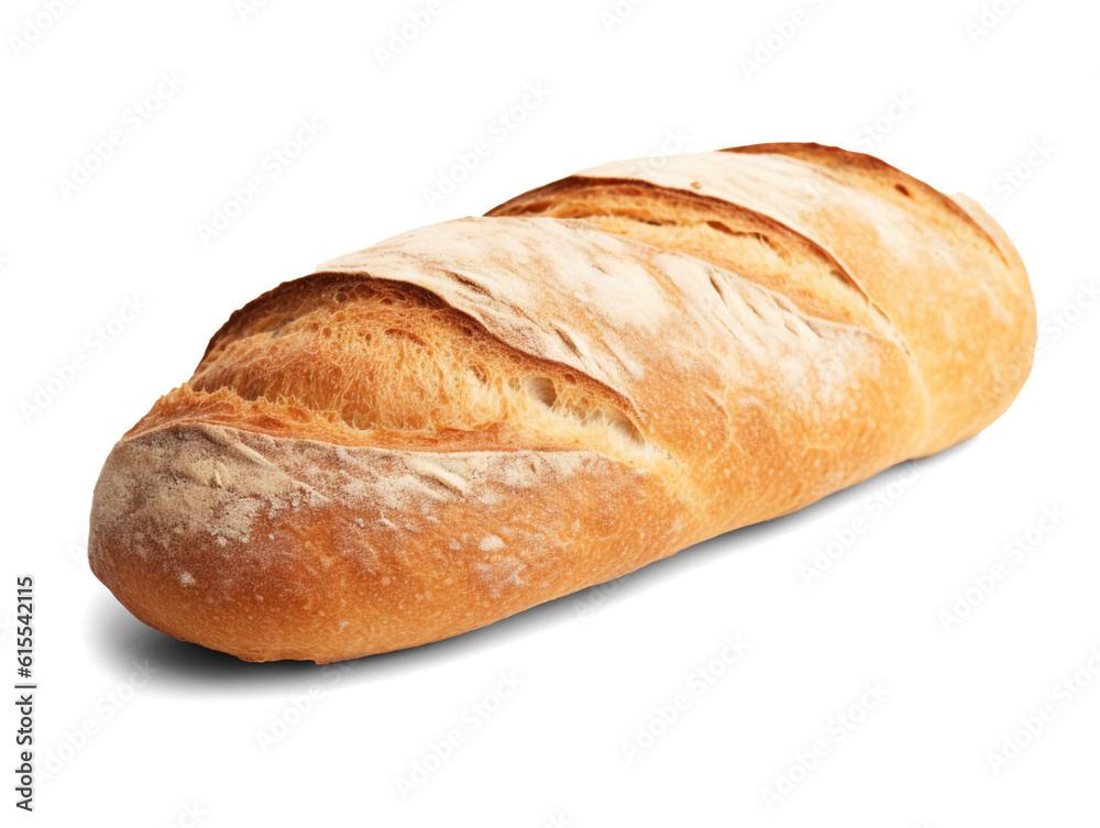 French loaf bread isolated on transparent or white background, png