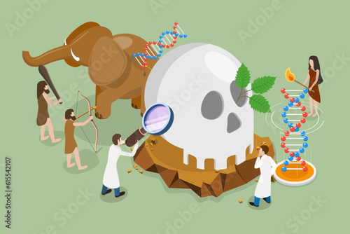 3D Isometric Flat Vector Conceptual Illustration of Anthropology, Educational Culture Exploration