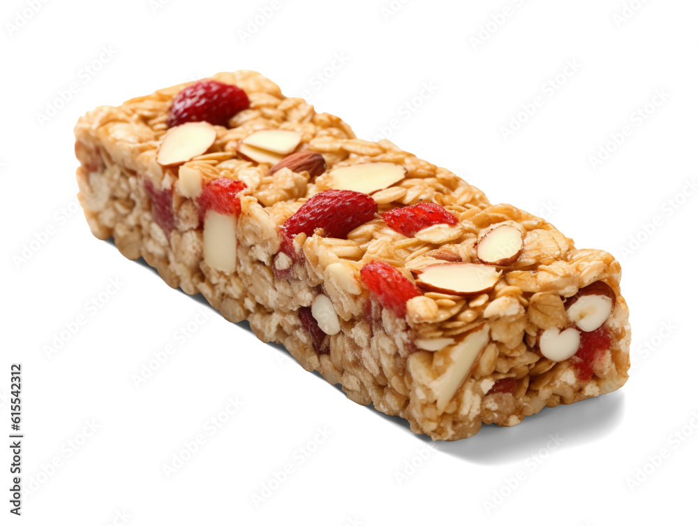 Strawberry oat and nut bar isolated on transparent or white background, png Strawberry oat and nut bar isolated on transparent or white background, png