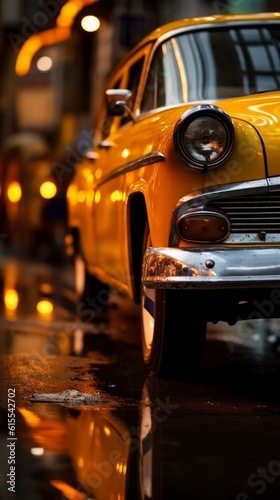 Yellow taxi close-up. Generative AI