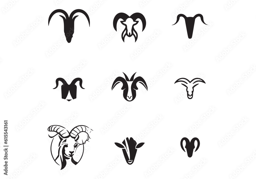 minimal style black goat icon design illustration.eps