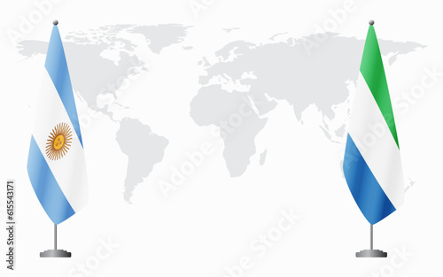 Argentina and Sierra Leone flags for official meeting