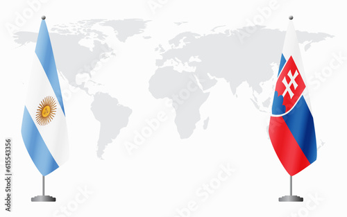 Argentina and Slovakia flags for official meeting