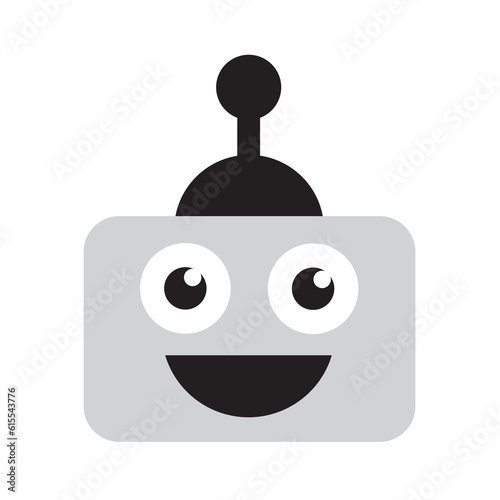 Emotional robot is happy, joyful and smiling. Robotics and positive emotion of happiness and joy. Vector illustration isolated on white.