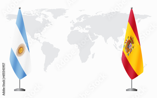 Argentina and Spain flags for official meeting