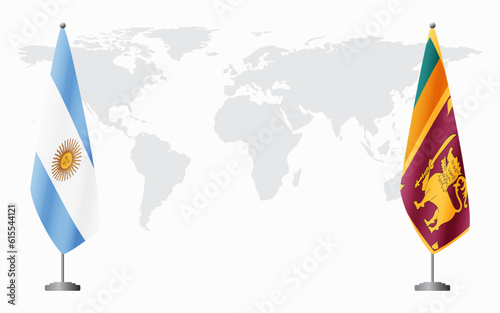 Argentina and Sri Lanka flags for official meeting