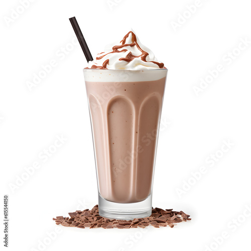 chocolate milkshake with white background