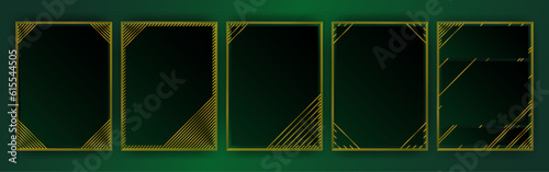 Golden paper frames, decorative retro metallic lines