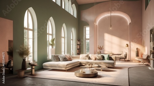 Modern interior of the house. Clean minimalistic design. Generative AI
