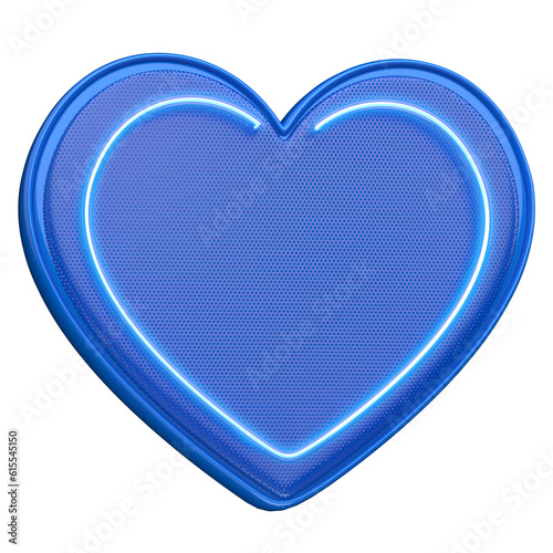 ELEMENTO 3D CORAÇÃO NEON AZUL DIA DOS PAIS 
