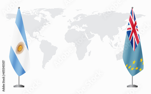 Argentina and Tuvalu flags for official meeting