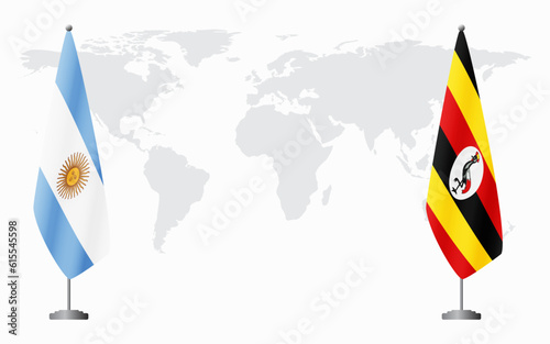 Argentina and Uganda flags for official meeting