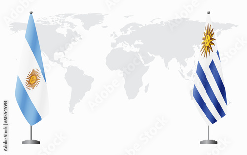 Argentina and Uruguay flags for official meeting