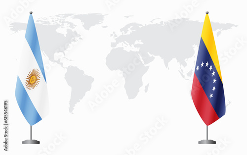 Argentina and Venezuela flags for official meeting