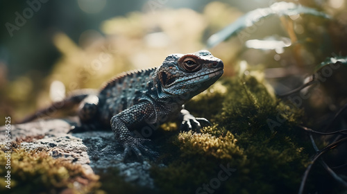 The Enigmatic Lizard in its Natural Habitat. Generative AI