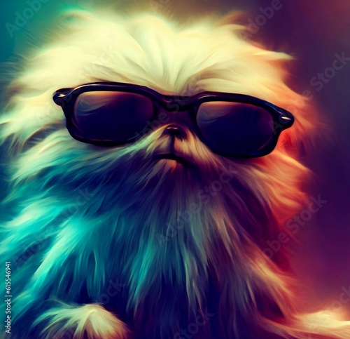 A dog-like fuzzy creature wearing sunglasses © kelz21