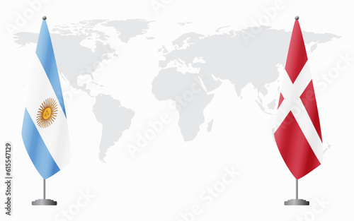 Argentina and Denmark flags for official meeting