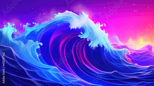 waves off kanagawa in a modern cartoon anime style, ai generated image