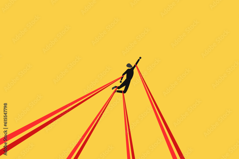 Businessman tied up with red tape. concept of struggle, limitation and trap or challenge Businessman tied up with red tape. concept of struggle, limitation and trap or challenge