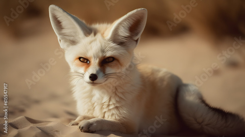 Fennec Fox in the desert. Generative AI © PIRMYN