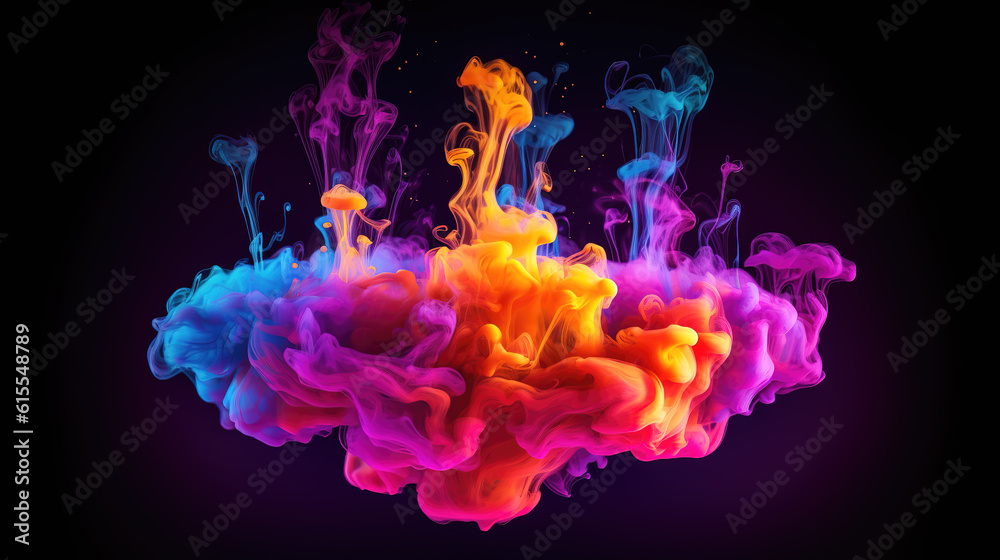 beautiful colors ink under water, wallpaper artwork, ai generated image