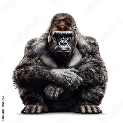 a adult gorilla isolated on white background