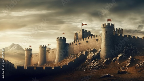 a medieval wallpaper castle illustration, ai generated image