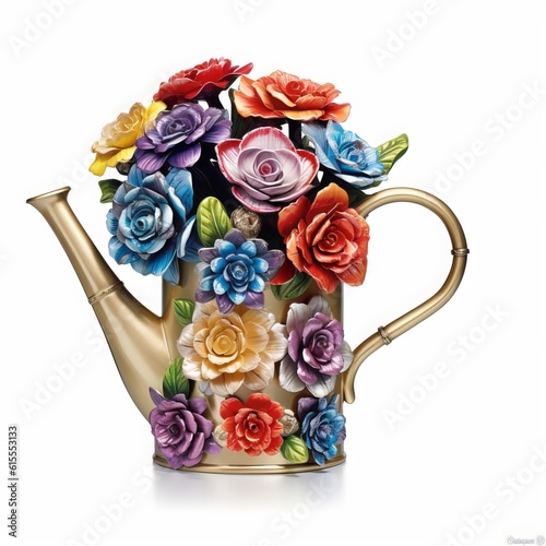 Artistic Masterpiece: Watering Can and Flowers