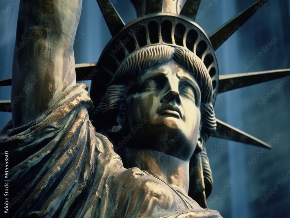Obraz premium Close up photo of The statue of liberty (IA Generated)