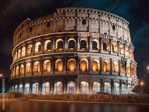 The colosseum at night (IA Generated) photo