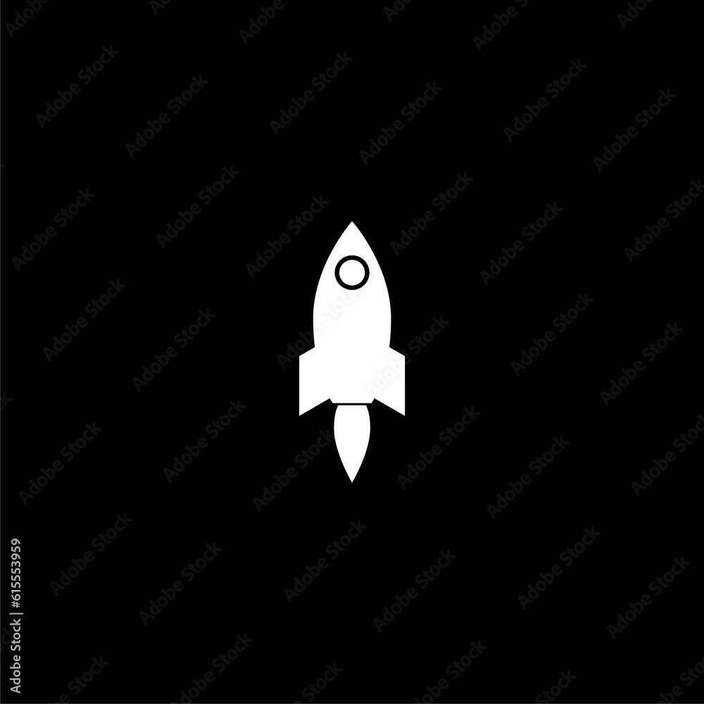 Startup rocket icon isolated on black background Startup rocket icon isolated on black background